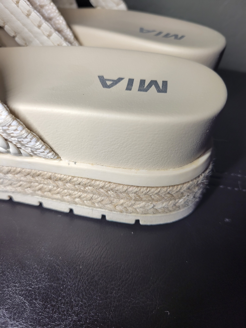 MIA Cream Braided Multi-Strap Slide Sandals Womens Size 10 - Picture 13 of 14